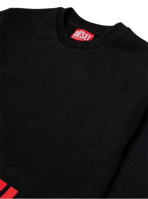 Felpa bambina Diesel nera girocollo con logo DIESEL KIDS | J02936KYAZ3K900